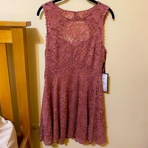 City Studio Lace & Glitter Sleeveless Mauve Dress Juniors Size 11